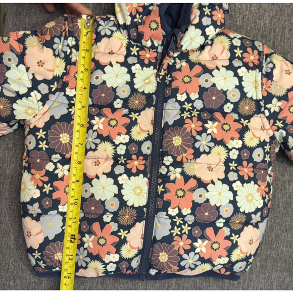 RuffleButts Puffer Reversible Jacket Floral Blue Size 3T - Picture 5 of 7